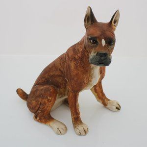Vintage UCTCI Boxer Dog Ceramic Figurine Japan Made 6.5 in Tall